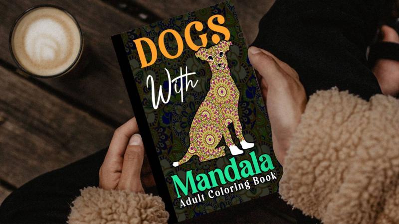 Dogs With Mandala Adult Coloring Book